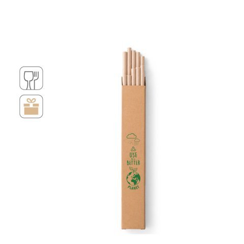 LAMONE. Conjunto de 10 palhinhas em papel kraft