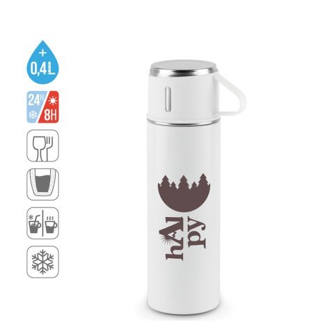 COMANECI. Dvoupl&aacute;&scaron;ťov&aacute; l&aacute;hev z nerezov&eacute; oceli (90% recyklace) s matn&yacute;m povrchem 490 ml