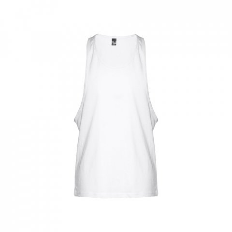 THC IBIZA WH. Miesten jaettujen hihojen puuvillainen T-paita, jossa on lasketut k&auml;dentiet - Valkoinen