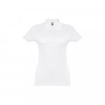 THC EVE WH. Polo da donna a maniche corte con cintura in cotone cardato - Bianco