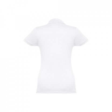 THC EVE WH. Polo da donna a maniche corte con cintura in cotone cardato - Bianco