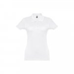 THC EVE WH. Polo da donna a maniche corte con cintura in cotone cardato - Bianco