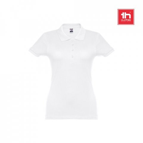THC EVE WH. Polo da donna a maniche corte con cintura in cotone cardato