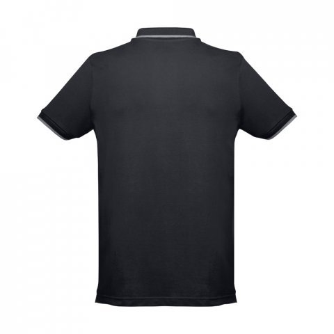 THC ROME. Polo bicolore en coton pour hommes - Noir
