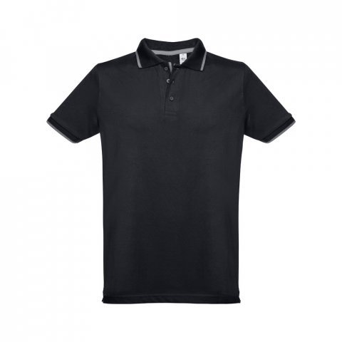 THC ROME. Polo bicolore en coton pour hommes - Noir