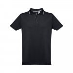 THC ROME. Polo bicolore en coton pour hommes - Noir