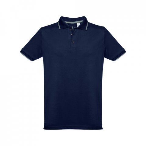 THC ROME. Polo bicolore en coton pour hommes - Bleu