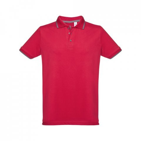 THC ROME. Polo bicolore en coton pour hommes - Rouge