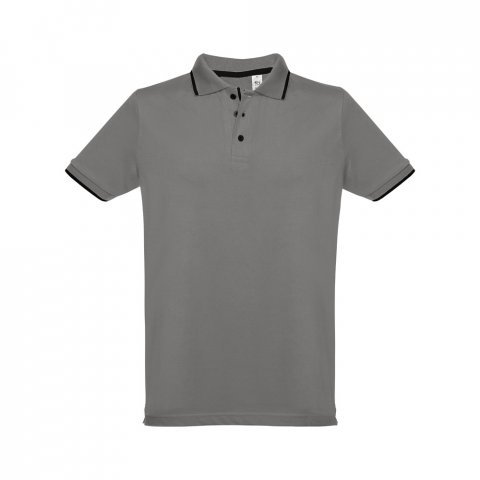 THC ROME. Polo bicolore en coton pour hommes - Gris