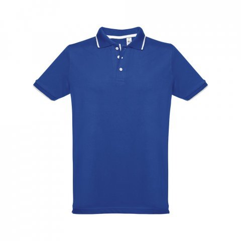 THC ROME. Polo bicolore en coton pour hommes - Bleu royal