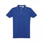 THC ROME. Polo bicolore en coton pour hommes - Bleu royal
