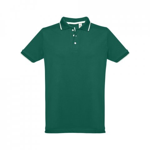 THC ROME. Polo bicolore en coton pour hommes - Vert fonc&eacute;
