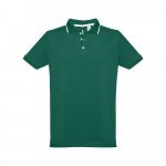 THC ROME. Polo bicolore en coton pour hommes - Vert fonc&eacute;