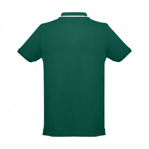 THC ROME. Polo bicolore en coton pour hommes - Vert fonc&eacute;