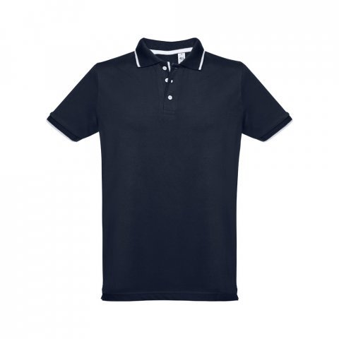 THC ROME. Polo bicolore en coton pour hommes - Bleu marine