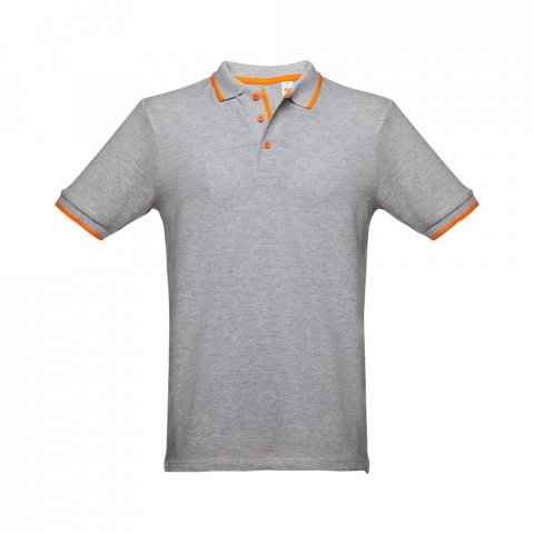 THC ROME. Polo bicolore en coton pour hommes - Gris clair matte