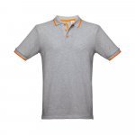 THC ROME. Polo bicolore en coton pour hommes - Gris clair matte