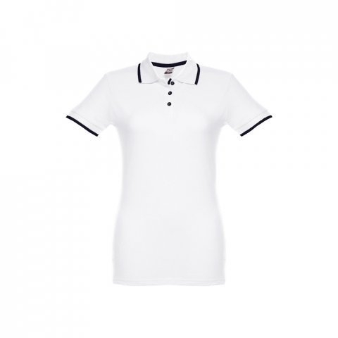 THC ROME WOMEN WH. Polo da donna in cotone bicolore - Bianco