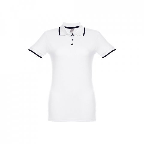 THC ROME WOMEN WH. Polo da donna in cotone bicolore - Bianco