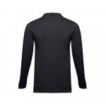 THC BERN. Men's long-sleeved 100% cotton piqu&eacute; polo shirt with removable label - Black