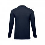 THC BERN. Men's long-sleeved 100% cotton piqu&eacute; polo shirt with removable label - Blue