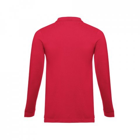 THC BERN. Men's long-sleeved 100% cotton piqu&eacute; polo shirt with removable label - Red