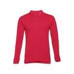 THC BERN. Men's long-sleeved 100% cotton piqu&eacute; polo shirt with removable label - Red