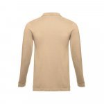 THC BERN. Men's long-sleeved 100% cotton piqu&eacute; polo shirt with removable label - Light brown