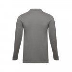 THC BERN. Men's long-sleeved 100% cotton piqu&eacute; polo shirt with removable label - Grey