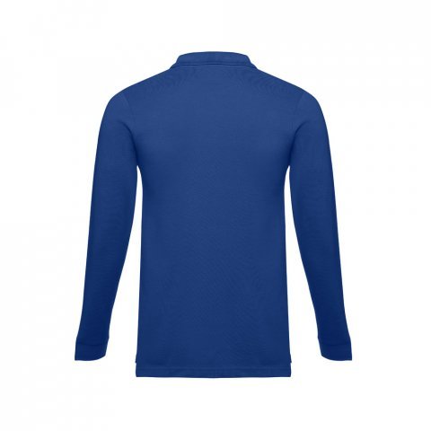 THC BERN. Men's long-sleeved 100% cotton piqu&eacute; polo shirt with removable label - Royal blue