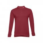 THC BERN. Men's long-sleeved 100% cotton piqu&eacute; polo shirt with removable label - Burgundy