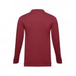 THC BERN. Men's long-sleeved 100% cotton piqu&eacute; polo shirt with removable label - Burgundy