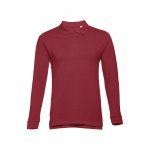 THC BERN. Men's long-sleeved 100% cotton piqu&eacute; polo shirt with removable label - Burgundy