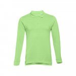 THC BERN. Men's long-sleeved 100% cotton piqu&eacute; polo shirt with removable label - Light green
