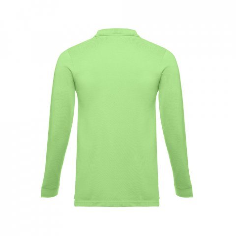 THC BERN. Men's long-sleeved 100% cotton piqu&eacute; polo shirt with removable label - Light green