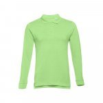 THC BERN. Men's long-sleeved 100% cotton piqu&eacute; polo shirt with removable label - Light green