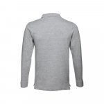THC BERN. Men's long-sleeved 100% cotton piqu&eacute; polo shirt with removable label - Heather light grey