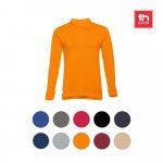 THC BERN. Men's long-sleeved 100% cotton piqu&eacute; polo shirt with removable label