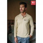 THC BERN. Men's long-sleeved 100% cotton piqu&eacute; polo shirt with removable label