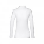THC BERN WOMEN WH. Polo de manga comprida para senhora em algod&atilde;o cardado - Branco
