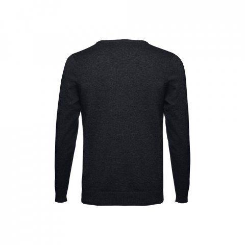 THC MILAN. Pull col V pour homme en coton et polyamide - Noir