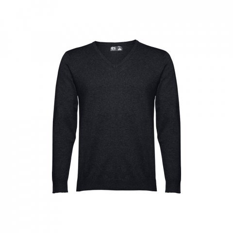 THC MILAN. Pull col V pour homme en coton et polyamide - Noir