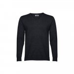THC MILAN. Pull col V pour homme en coton et polyamide - Noir