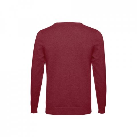 THC MILAN. Pull col V pour homme en coton et polyamide - Bordeaux
