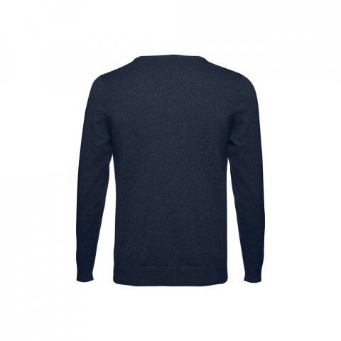 THC MILAN. Pull col V pour homme en coton et polyamide - Bleu marine