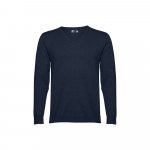 THC MILAN. Pull col V pour homme en coton et polyamide - Bleu marine