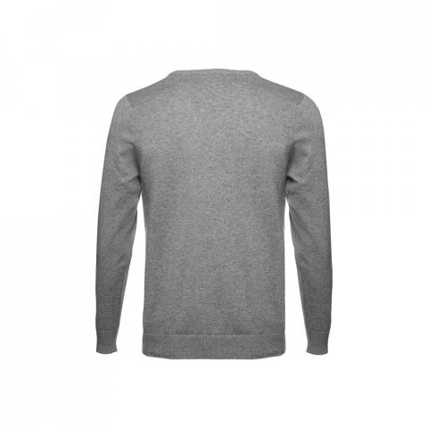 THC MILAN. Pull col V pour homme en coton et polyamide - Gris matte