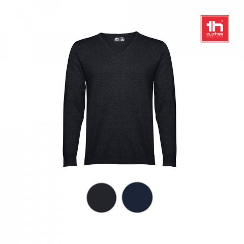 THC MILAN. Pull col V pour homme en coton et polyamide