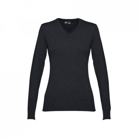 THC MILAN WOMEN. V-hals pullover herre i bomuld og polyamid - Sort