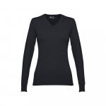 THC MILAN WOMEN. V-hals pullover herre i bomuld og polyamid - Sort
